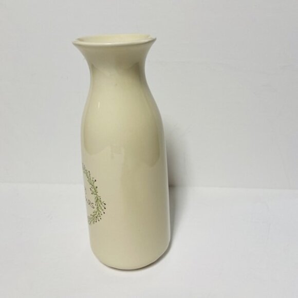 Merry Christmas Milk Bottle Carafe Vase Cottage Grandma Decor 9 in Ceramic - Picture 3 of 10